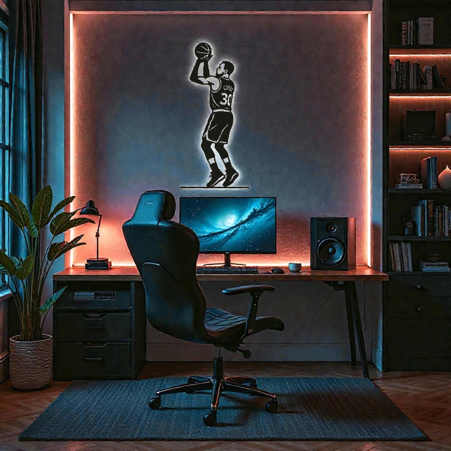 Scultura da parete in metallo con leggenda del basket, arte sportiva per cameretta, sala giochi e fan del basket