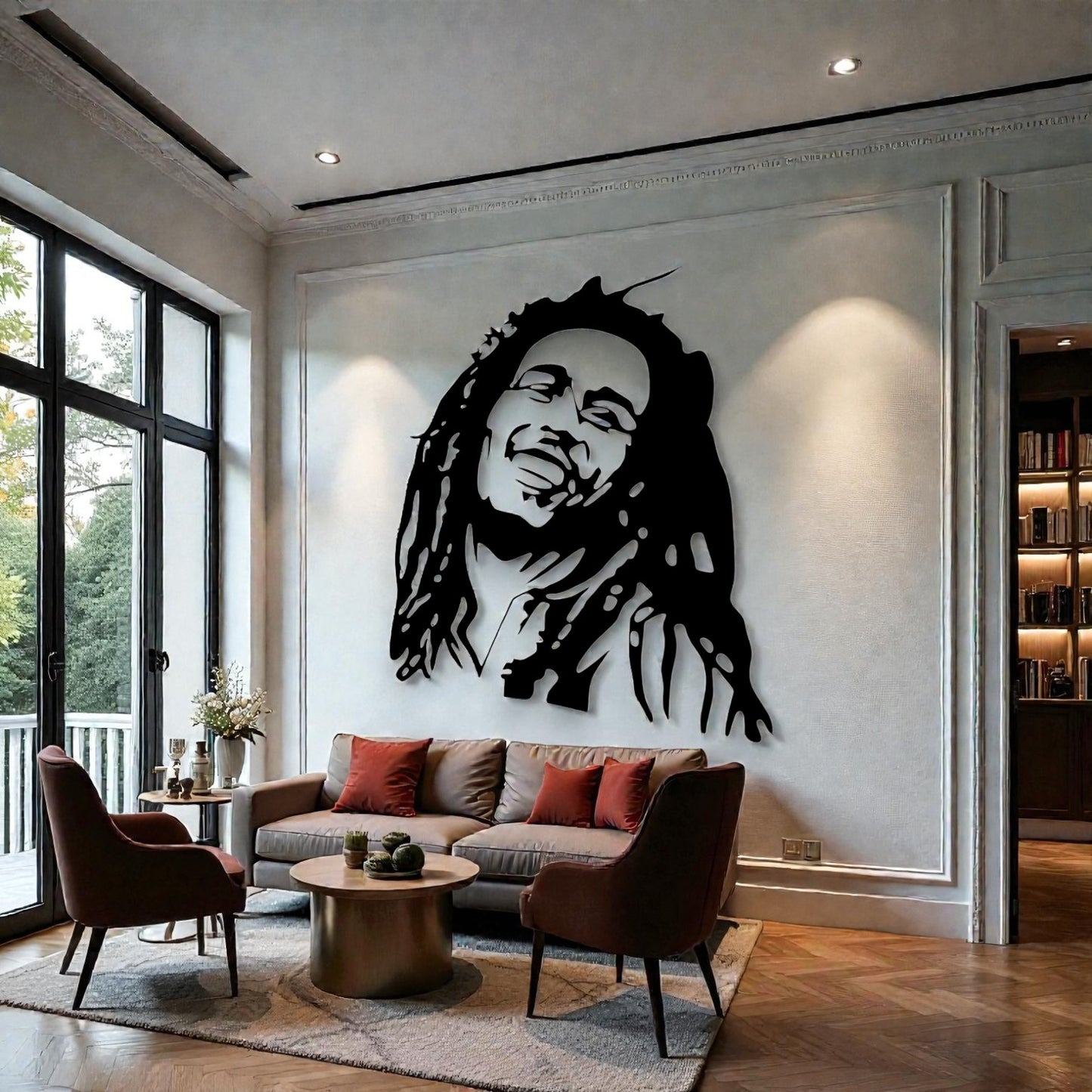  Scultura da parete in metallo con icona del reggae Bob, arte per cameretta, sala giochi e fan di musica giamaicana