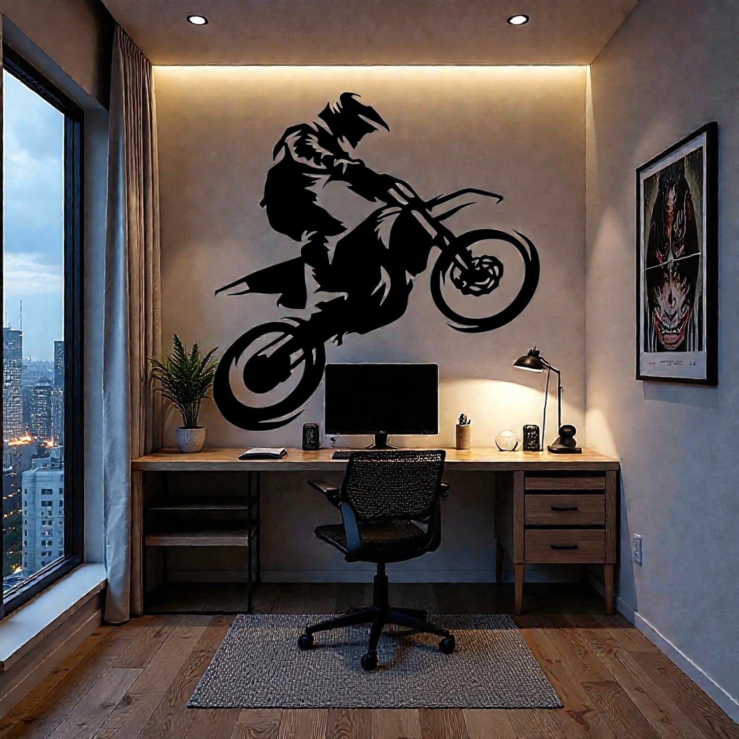 Quadro decorativo in metallo rappresentante pilota di motocross, idea regalo per appassionati di moto fuoristrada e sport estremi