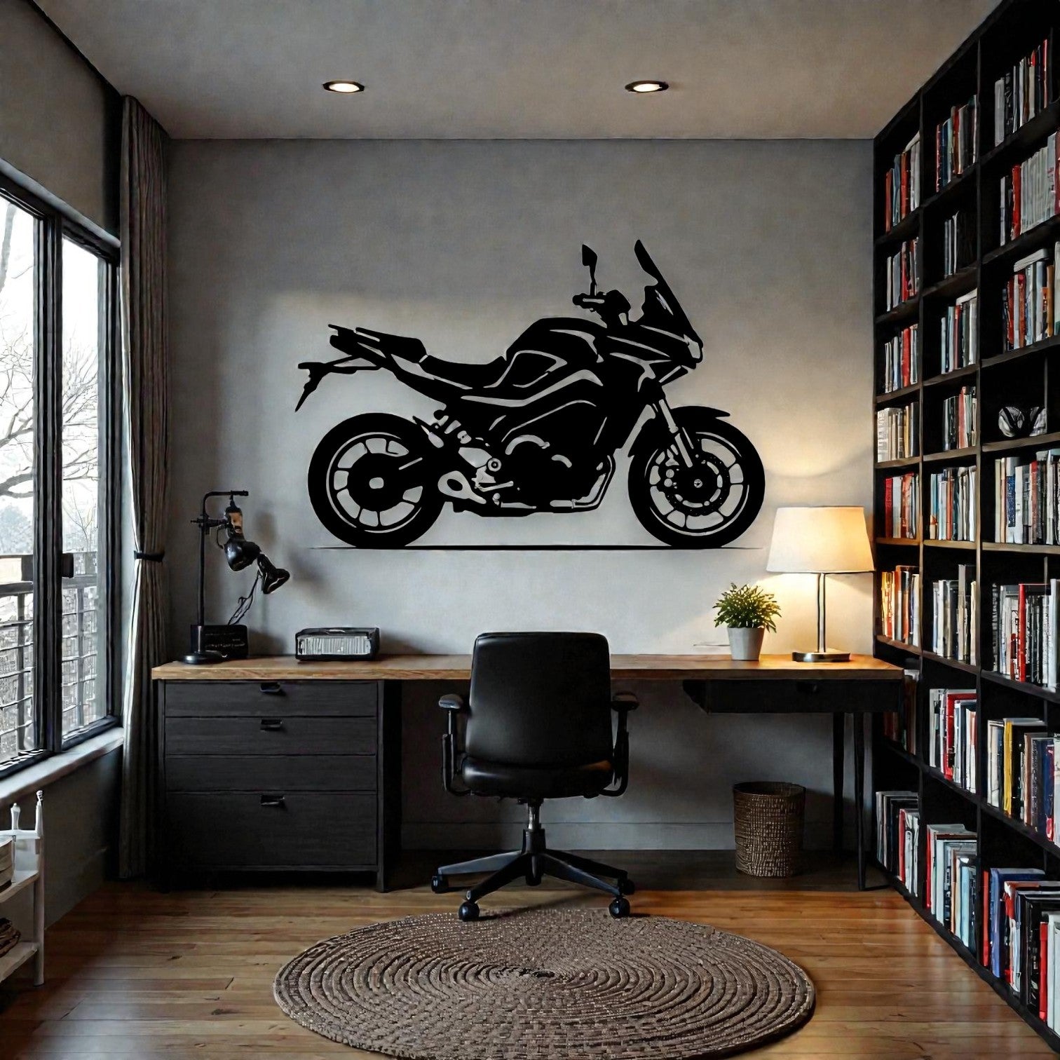 Quadro decorativo in metallo rappresentante moto Tracer 9, idea regalo per motociclisti e amanti delle moto touring sportive