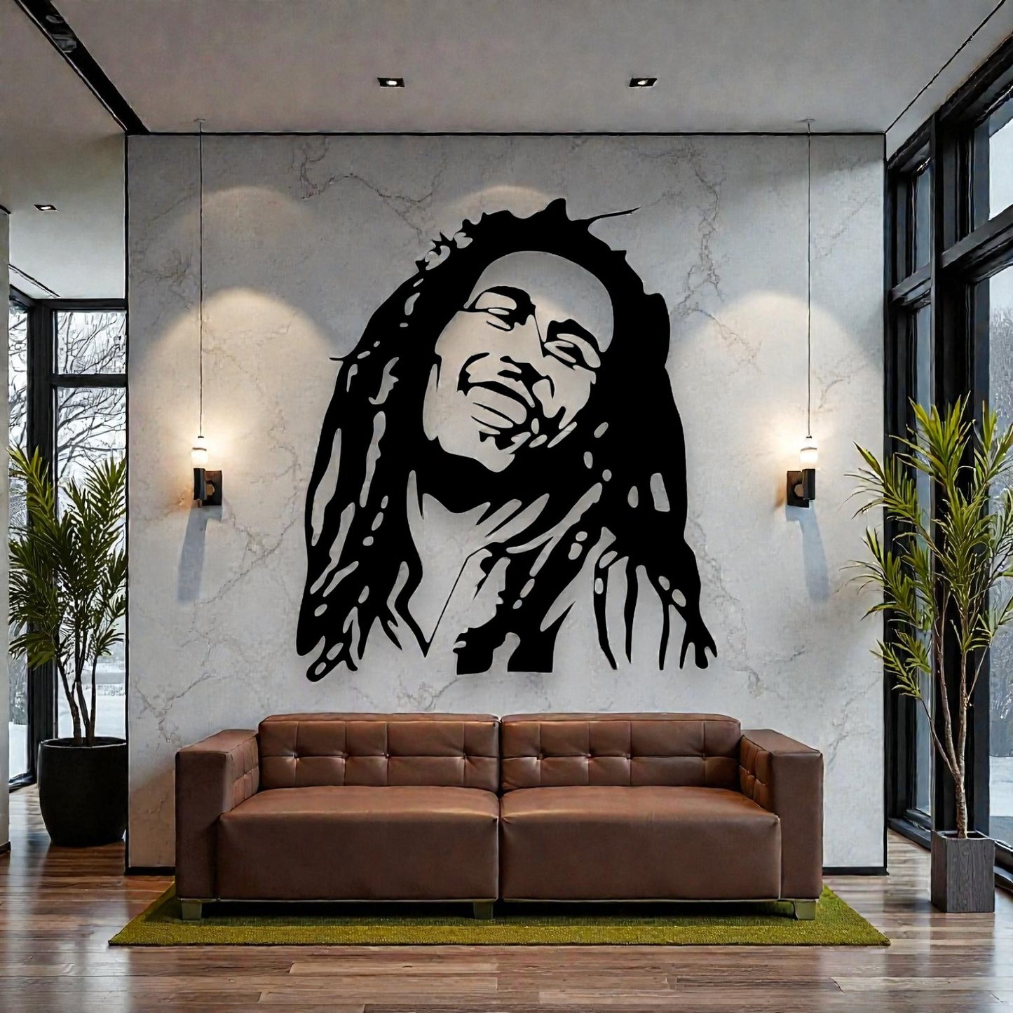 Scultura da parete in metallo con icona del reggae Bob, arte per cameretta, sala giochi e fan di musica giamaicana