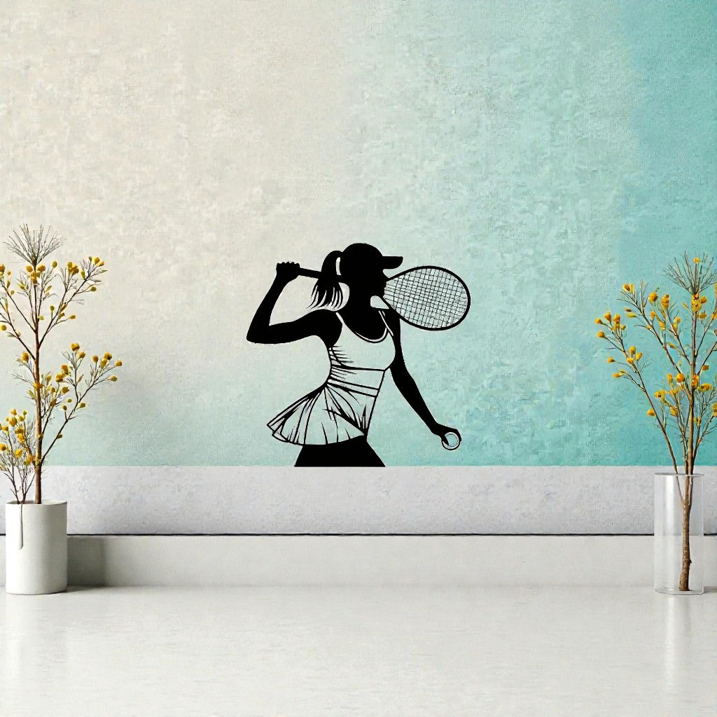 Quadro decorativo in metallo rappresentante tennista donna, idea regalo per appassionate di tennis e atlete