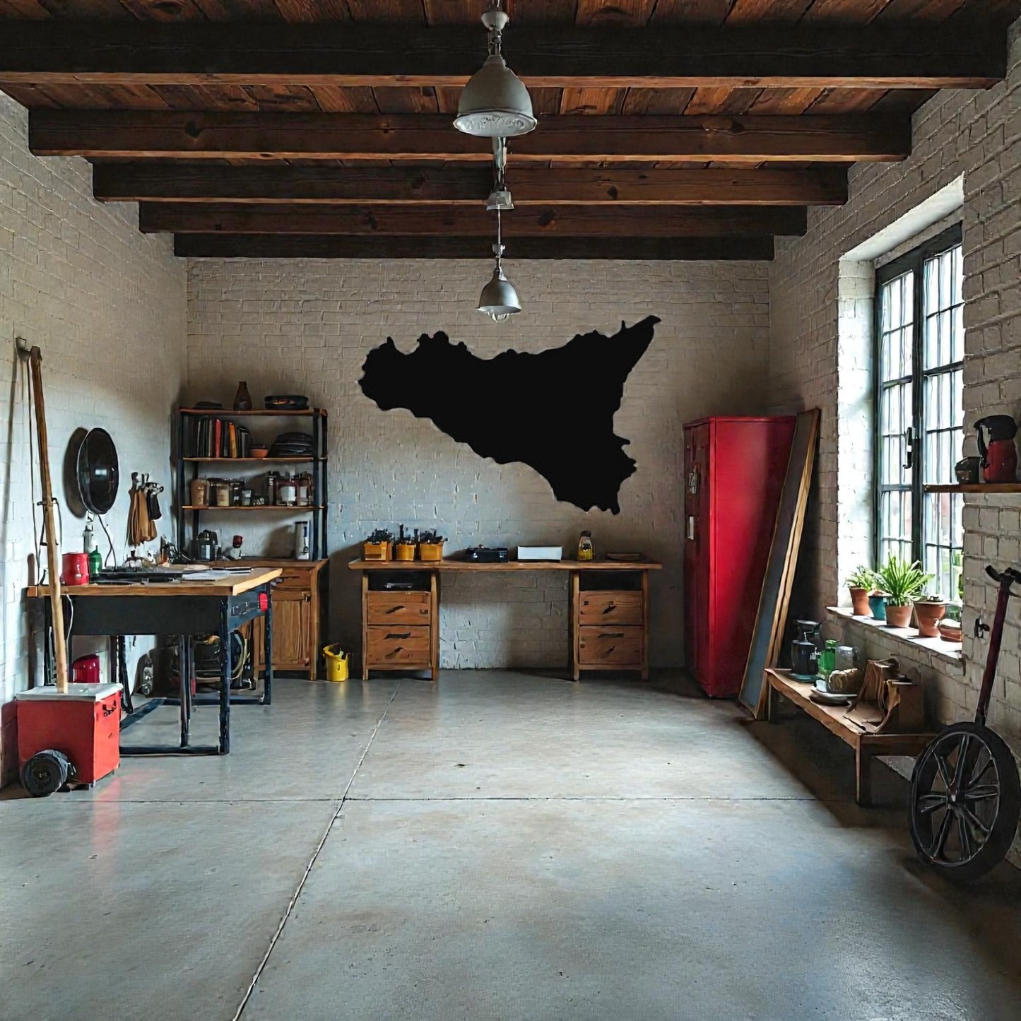 Quadro decorativo in metallo rappresentante la regione Sicilia, idea regalo per siciliani e amanti dell'isola