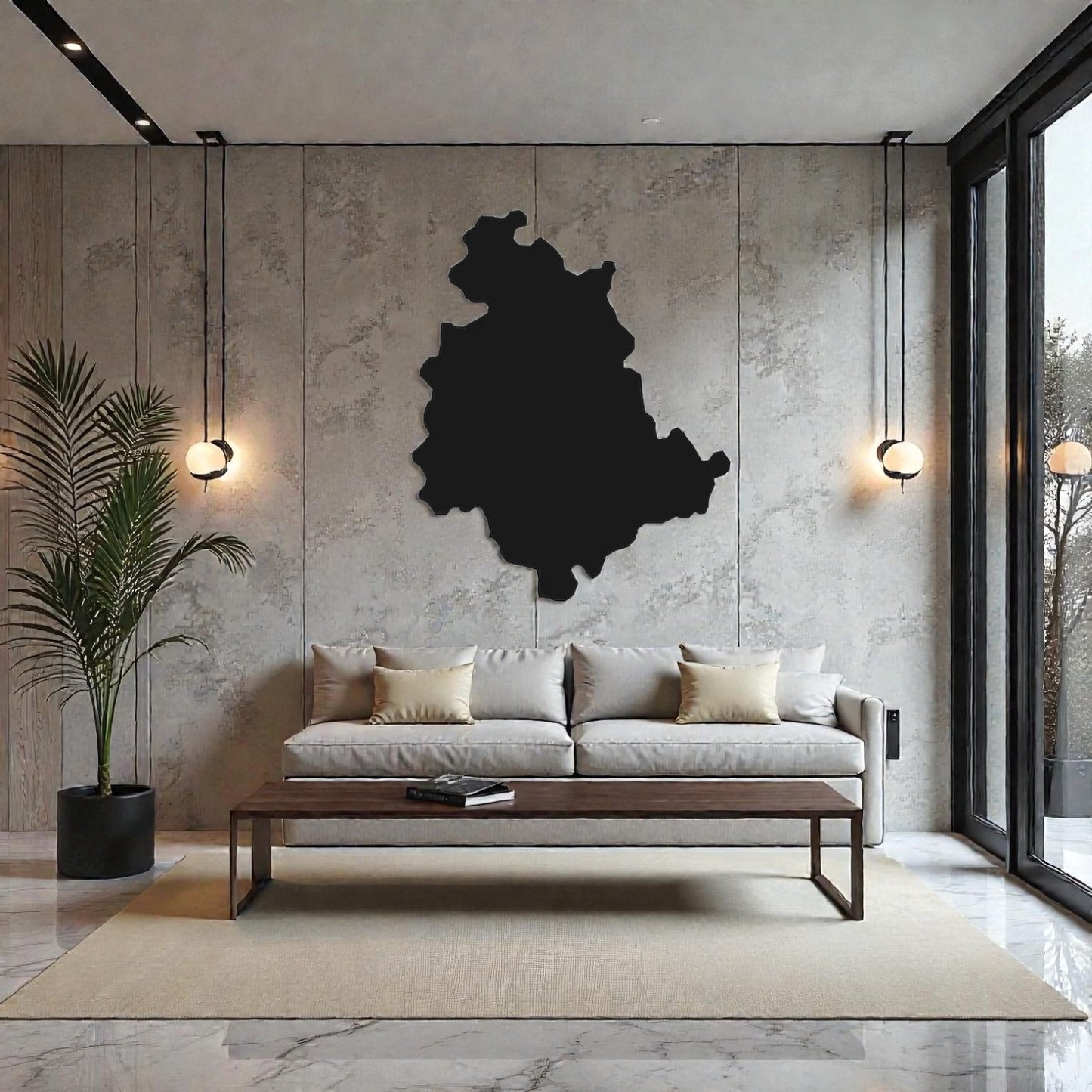 Scultura da parete in metallo con sagoma dell'Umbria, arte regionale per arredamento e orgoglio umbro