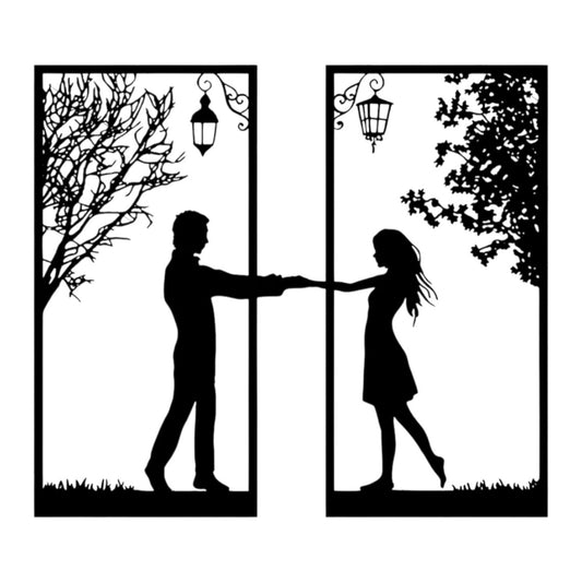 Quadro in metallo raffigurante coppia di innamorati, decorazione murale romantica per San Valentino e anniversari