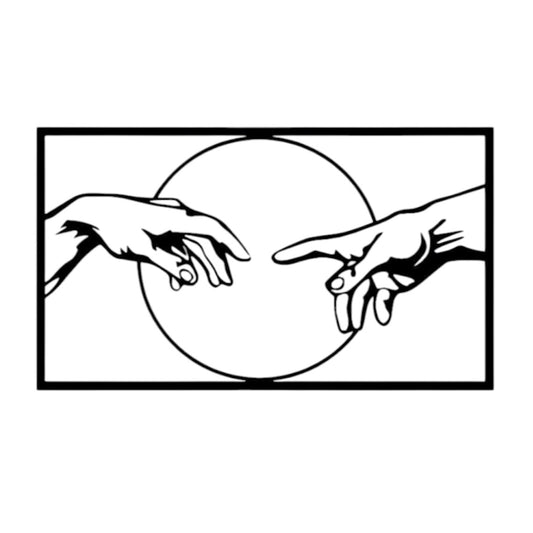 Quadro in metallo raffigurante la Creazione di Adamo, riproduzione artistica dell'opera di Michelangelo per decorazione murale