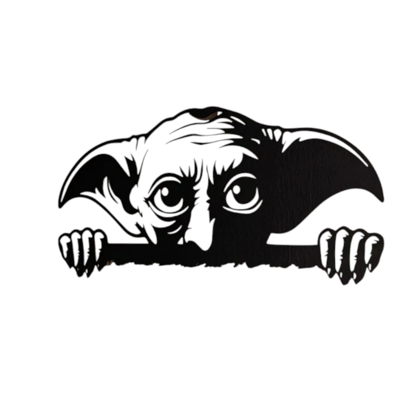 Quadro in metallo raffigurante iconico elfo domestico con grandi orecchie, decorazione murale per appassionati di fantasy e magia