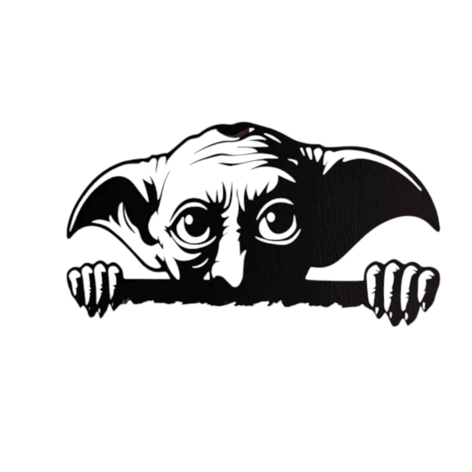 Quadro in metallo raffigurante iconico elfo domestico con grandi orecchie, decorazione murale per appassionati di fantasy e magia