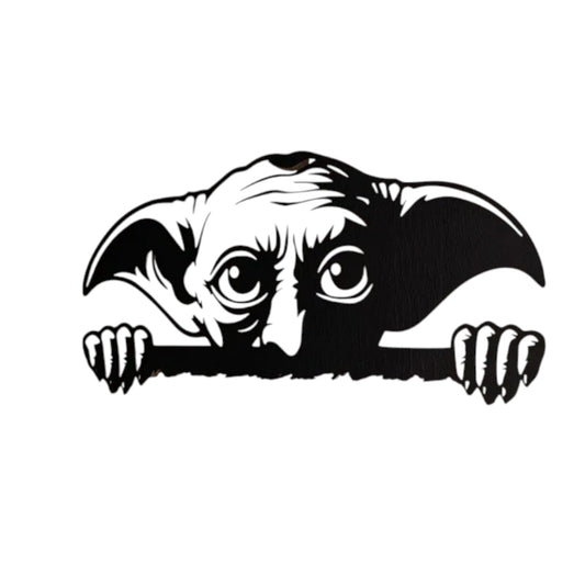 Quadro in metallo raffigurante iconico elfo domestico con grandi orecchie, decorazione murale per appassionati di fantasy e magia