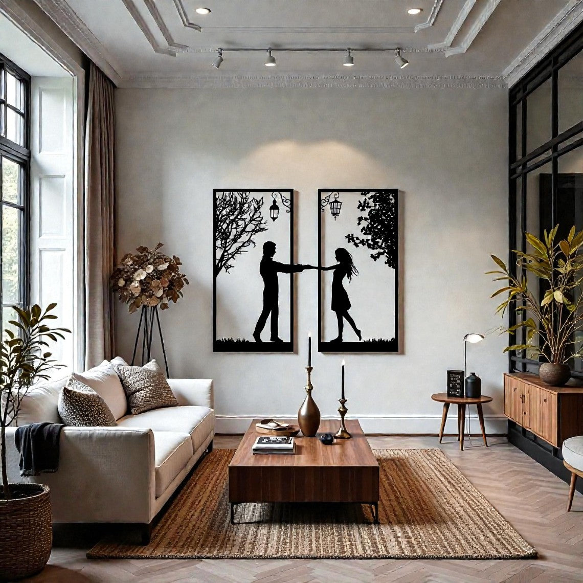 Scultura murale in metallo rappresentante coppia di innamorati, regalo romantico per San Valentino e occasioni speciali