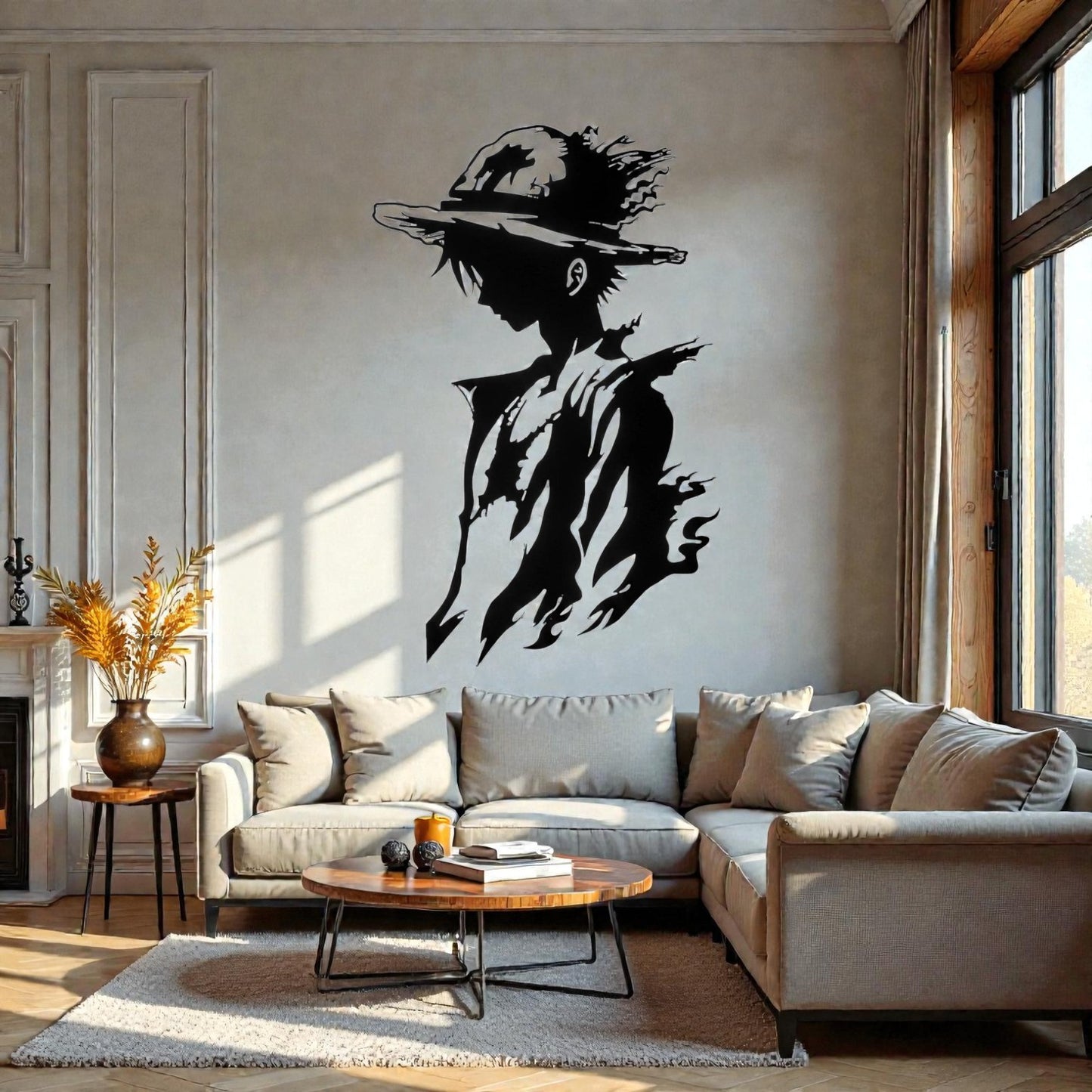 Quadro in metallo con capitano pirata anime e cappello di paglia, decorazione murale per cameretta, sala giochi e appassionati di manga giapponesi