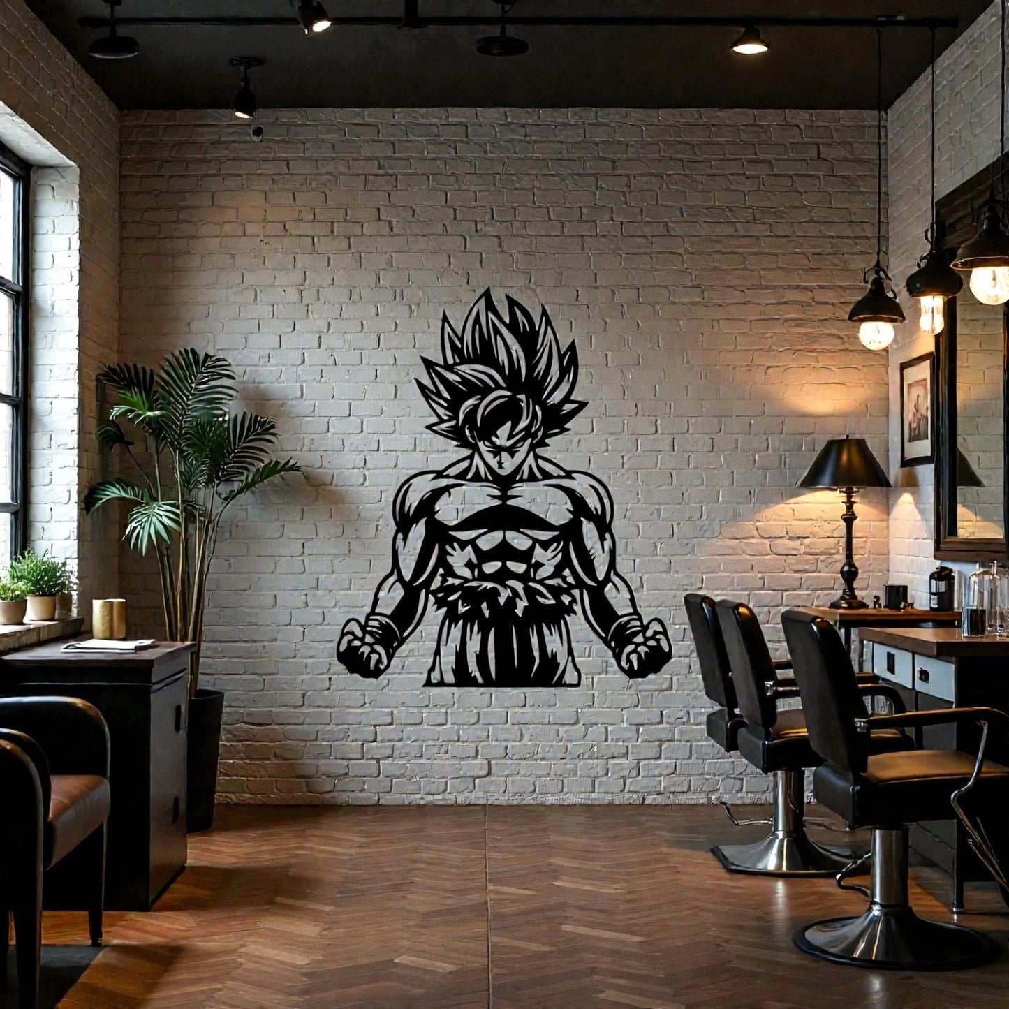 Quadro in metallo con guerriero anime leggendario dai capelli dorati, decorazione murale per cameretta, sala giochi e appassionati di manga anni '90