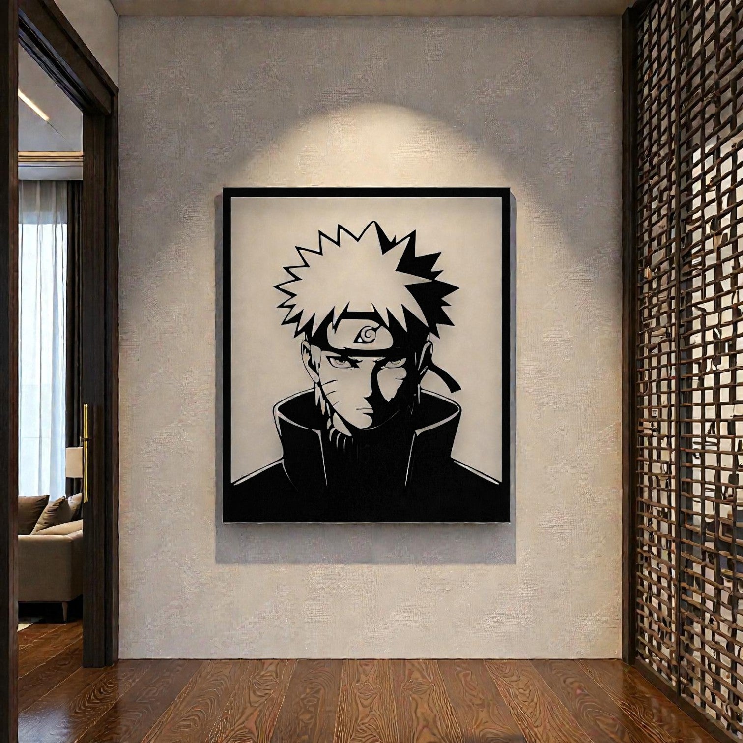 Quadro in metallo con ninja biondo anime, decorazione murale per cameretta, sala giochi e appassionati di manga giapponesi ninja