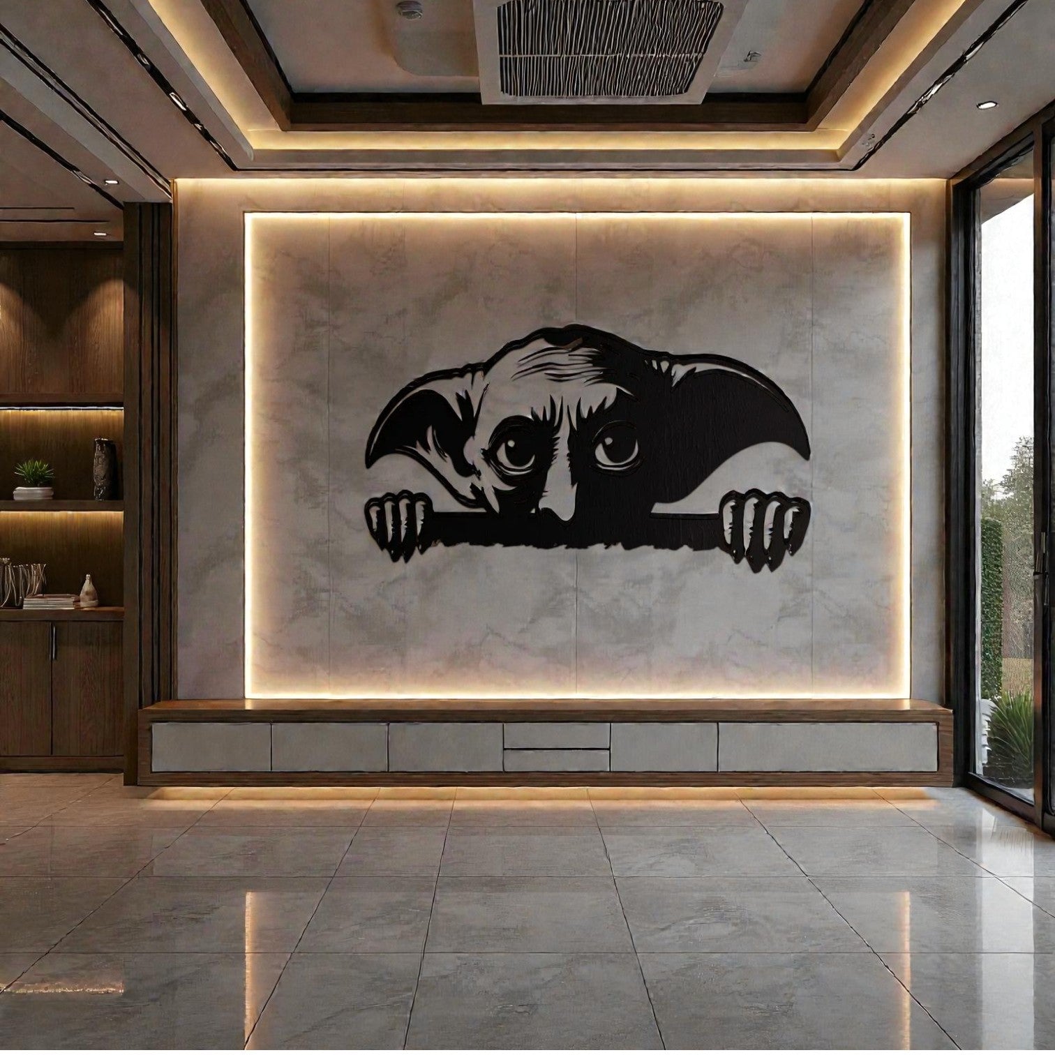  Quadro in metallo con iconico elfo domestico dalle grandi orecchie, decorazione murale per cameretta, sala giochi e appassionati di magia