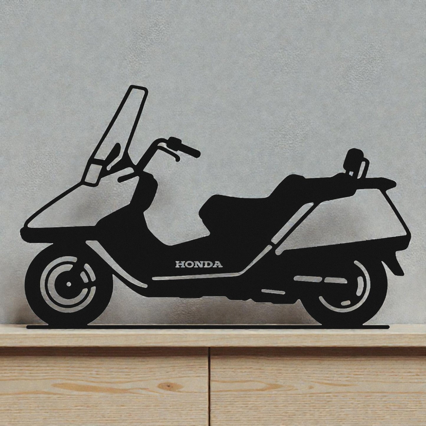 Quadro in metallo con moto Honda Spazio, decorazione murale per garage, officina, casa e appassionati di motociclismo