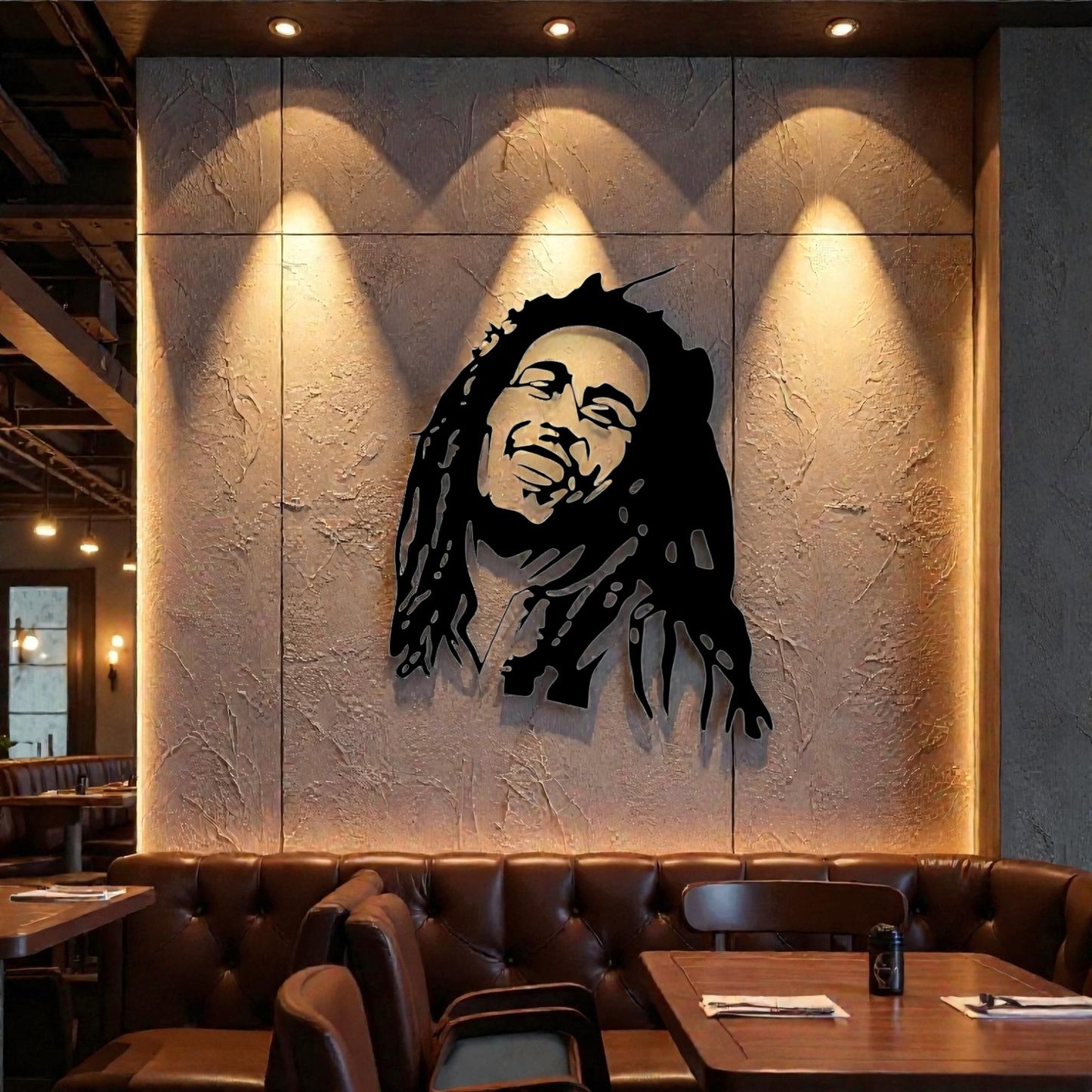 Quadro in metallo con icona del reggae Bob, decorazione murale per cameretta, sala giochi, studio e appassionati di musica reggae giamaicana