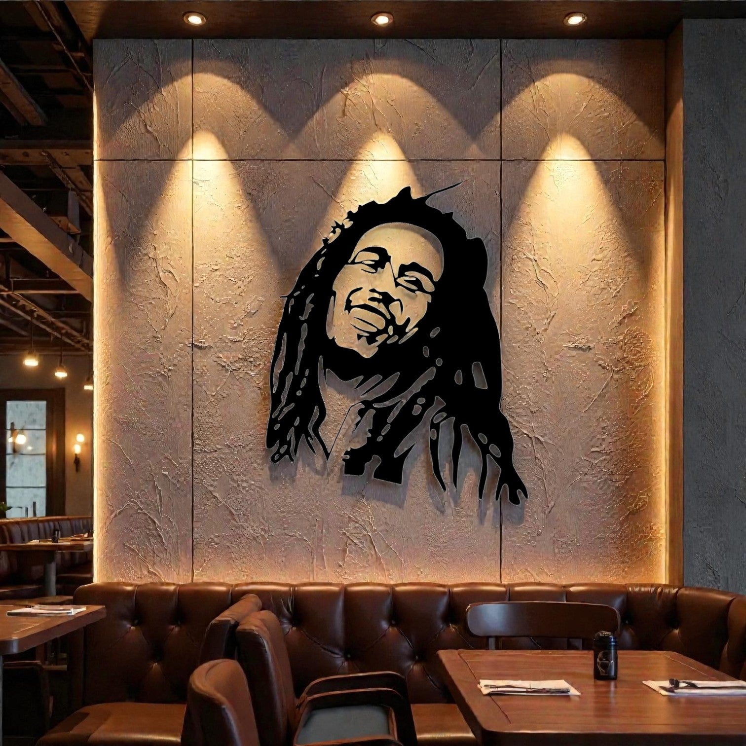 Quadro in metallo con icona del reggae Bob, decorazione murale per cameretta, sala giochi, studio e appassionati di musica reggae giamaicana