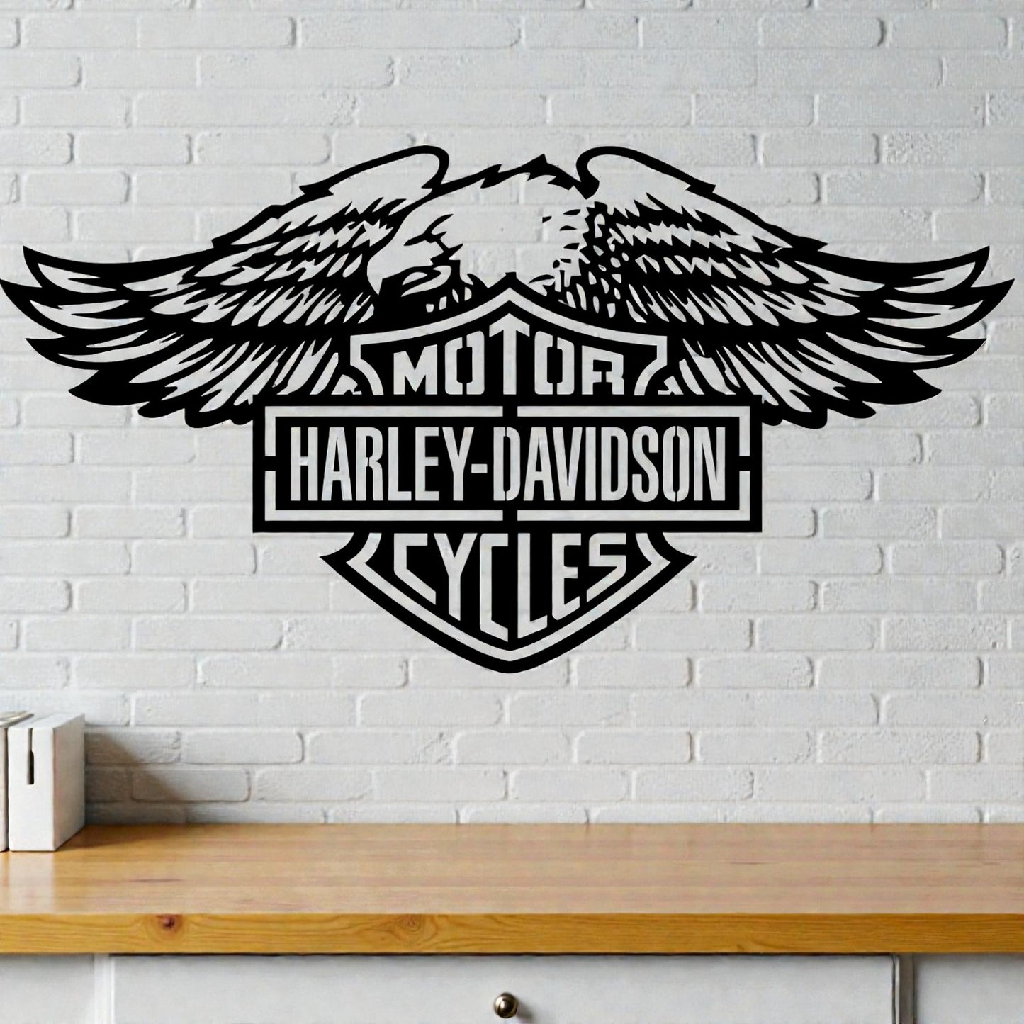 Quadro in metallo con iconico logo motociclistico, decorazione murale per garage, officina, sala giochi e appassionati di moto custom