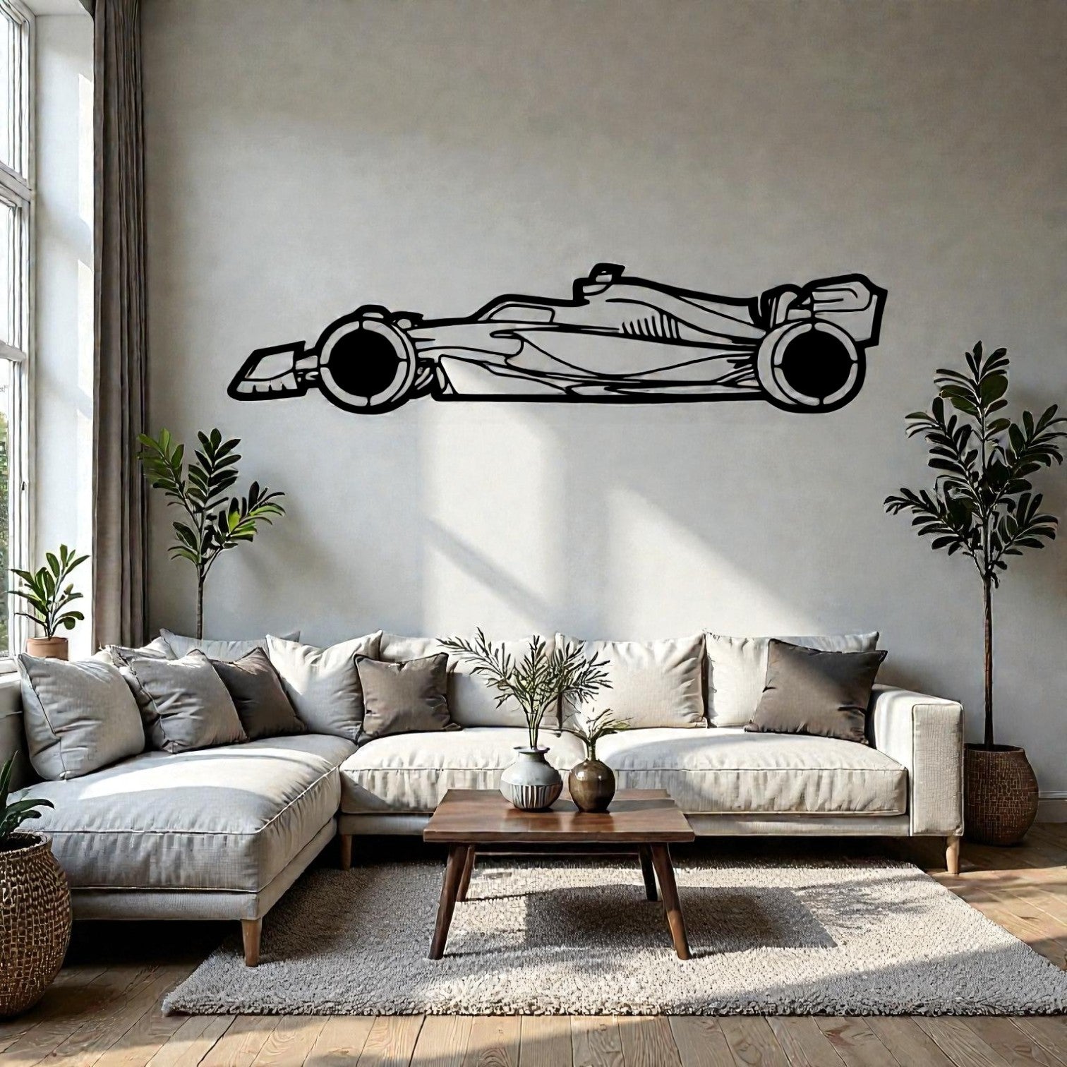 Quadro in metallo con monoposto da corsa contemporanea, decorazione murale per garage, officina, sala giochi e appassionati di motorsport