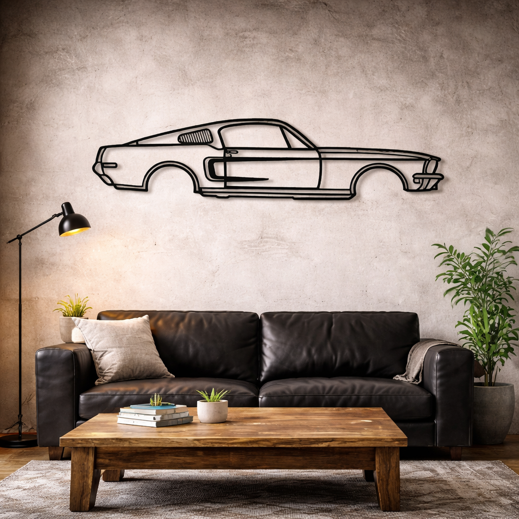 Quadro in metallo con iconica auto sportiva americana sportback, decorazione murale per garage, officina, sala giochi e appassionati di motori