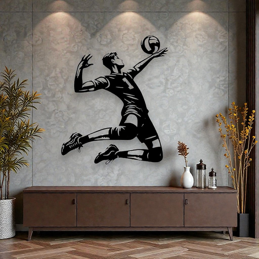 Quadro in metallo con giocatore di pallavolo, decorazione murale sportiva per cameretta, palestra, club volley e ambienti sportivi
