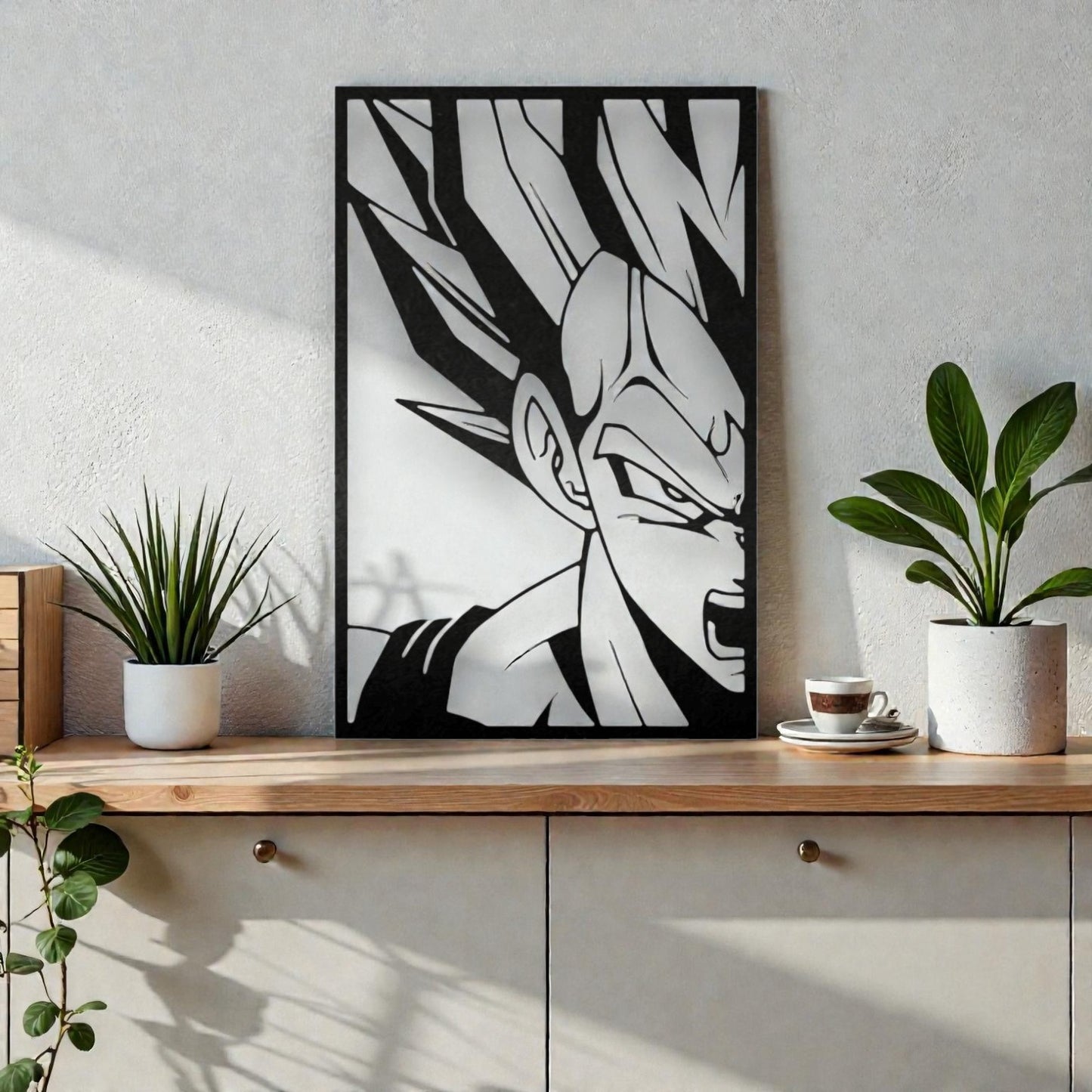 Quadro in metallo con principe guerriero anime sfere del drago, decorazione murale per cameretta, sala giochi e appassionati di manga classici