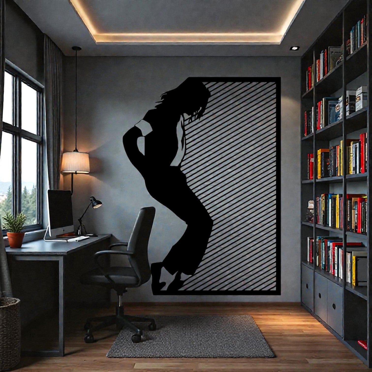 Quadro in metallo con leggendario Re del Pop, decorazione murale per cameretta, sala giochi, studio e appassionati di musica pop