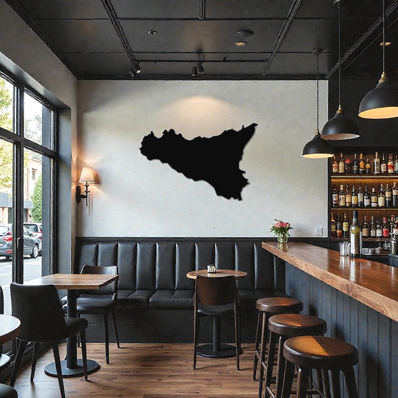 quadro in metallo con mappa della Sicilia, decorazione murale regionale per casa, ufficio e regalo tipico siciliano