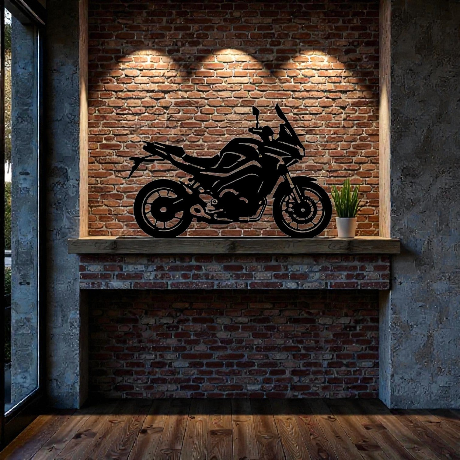 Quadro in metallo con moto Tracer 9, decorazione murale per garage, officina e appassionati di moto touring e avventura