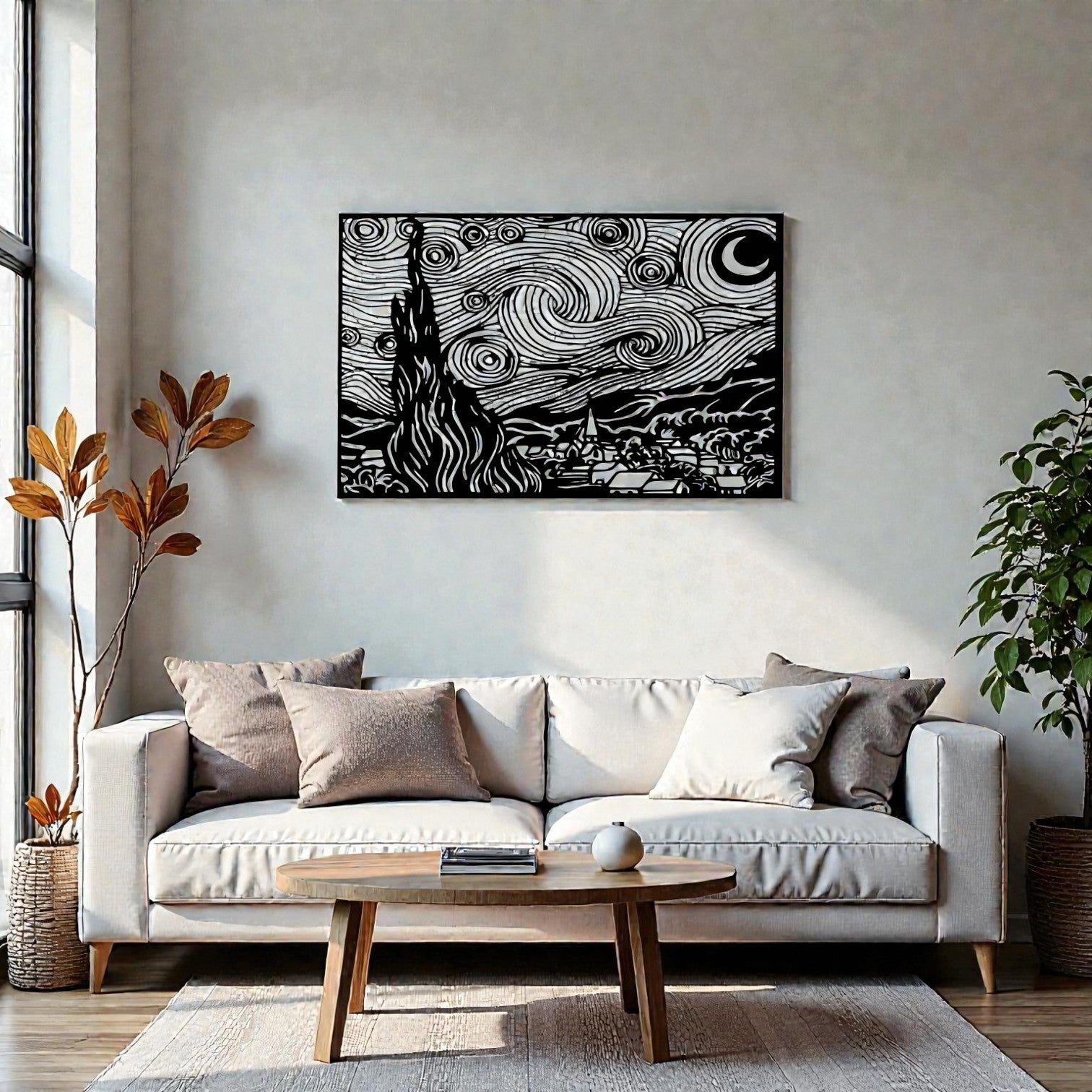 Arte da parete Notte Stellata in metallo artigianale luxury Van Gogh made in Italy idea regalo o arredamento