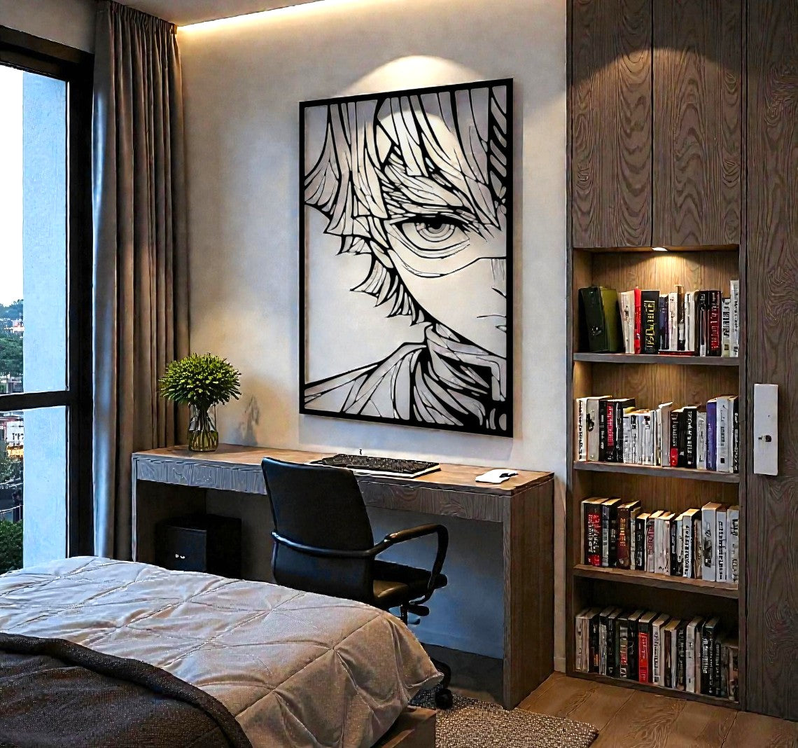 Quadro in metallo a Forma di Spadaccino del fulmine - Cacciatore di demoni manga/anime