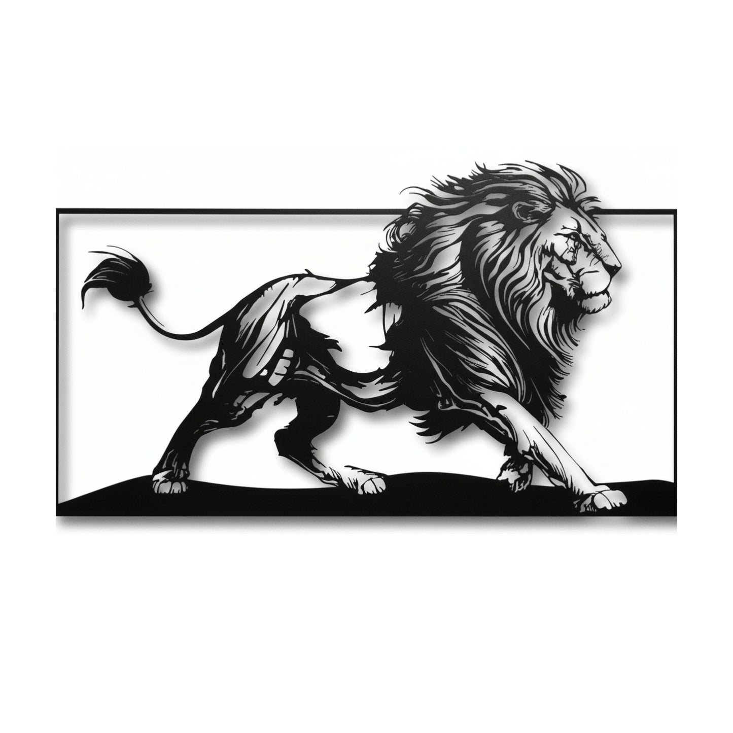 Lastra decorativa in metallo a forma di leone camminante  parete e scultura- ArredinFerro