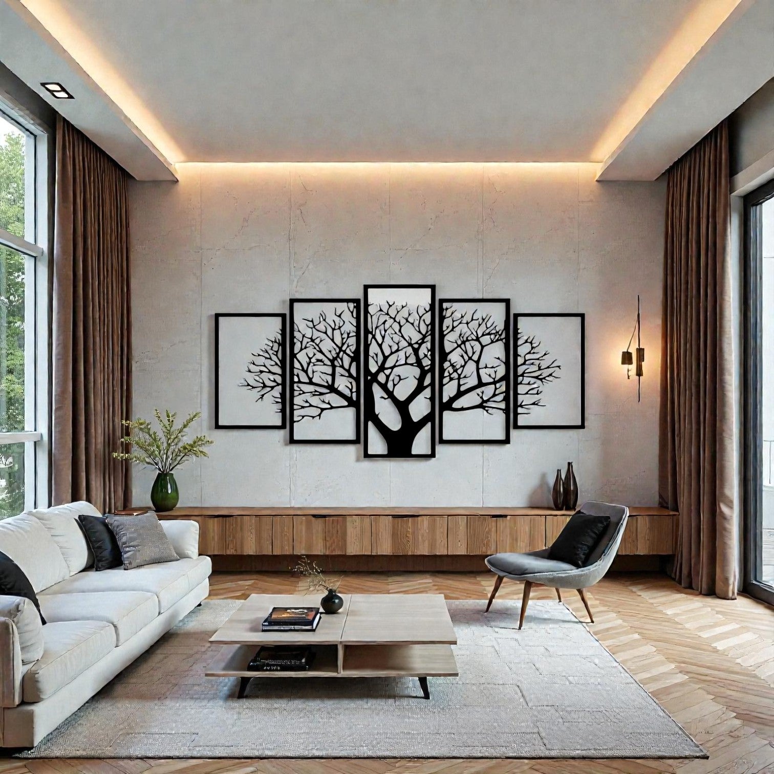 Pannello decorativo albero componibile in metallo da parete personalizzabile su misura