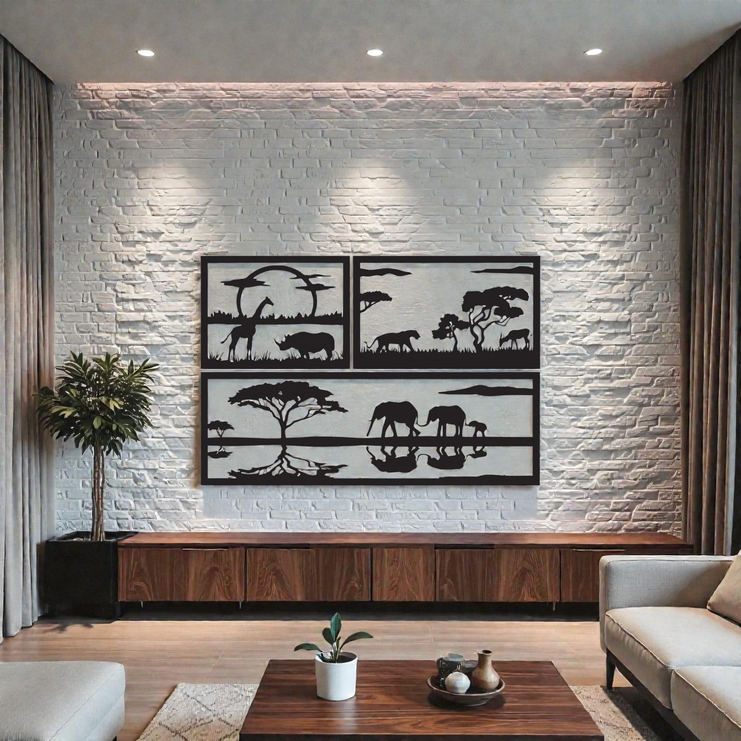 Pannello decorativo Savana in metallo in camera arredata - idea styling parete