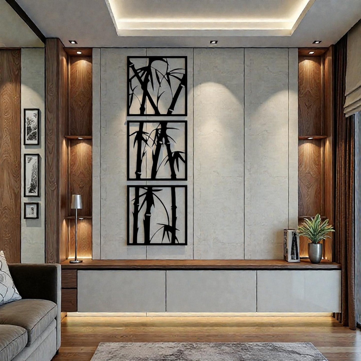 Scultura murale bamboo in metallo modulare e componibile design artigianale italiano