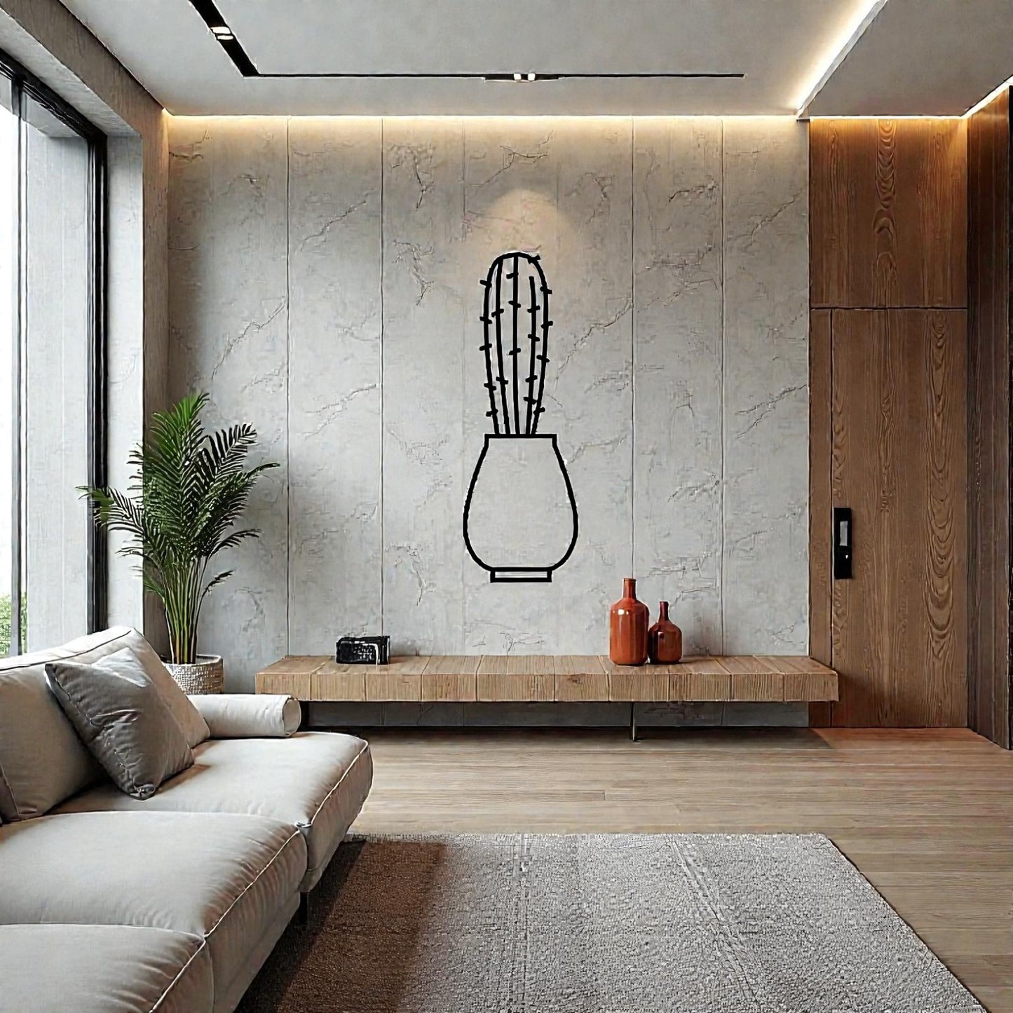 Scultura murale cactus buffo in metallo design artigianale italiano per parete