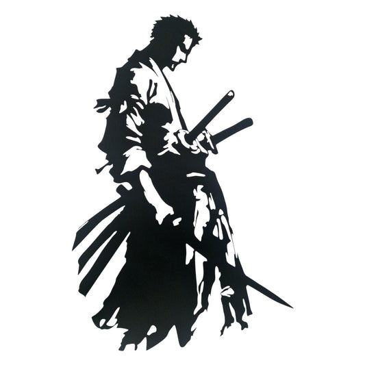  Quadro in metallo raffigurante spadaccino con tre spade, decorazione murale ispirata ad anime sui pirati per fan manga